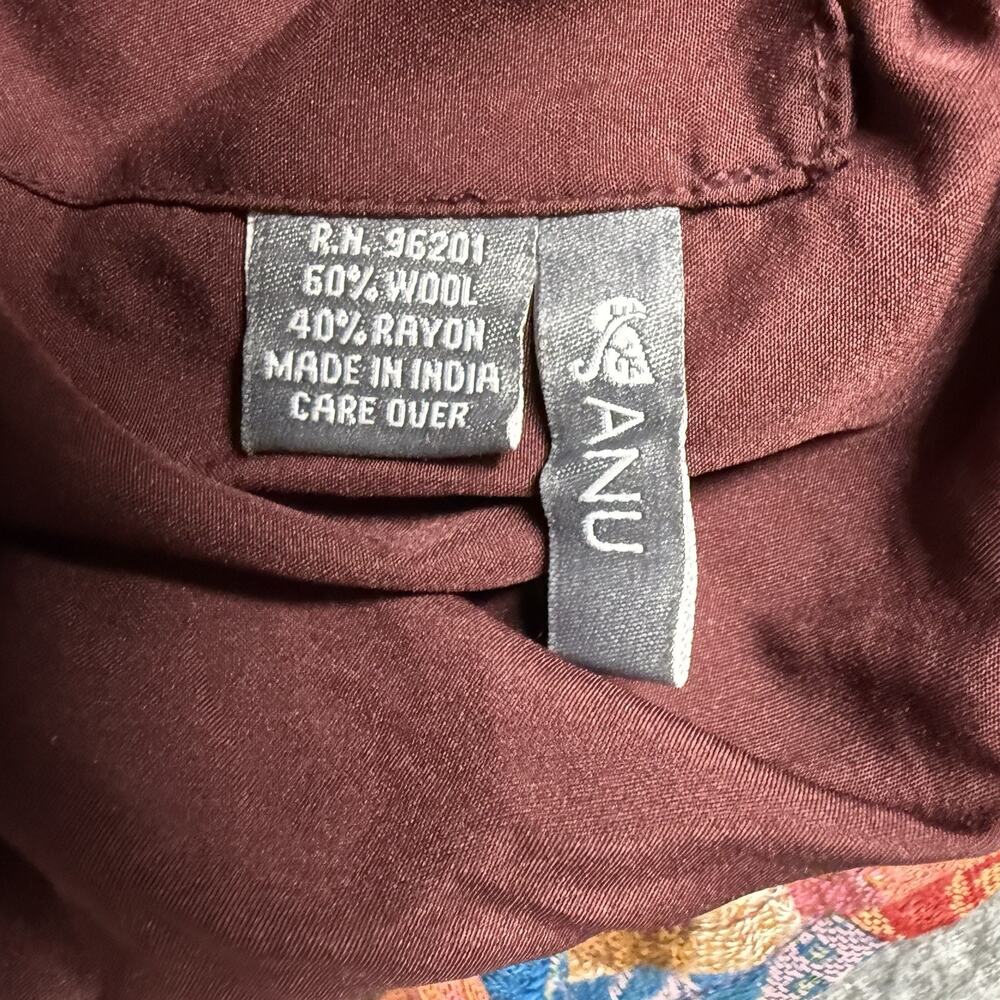 ANU Wool Shoulder Purse Bag Tiered Ruffles HOBO Embroidered Boho EUC Colorful - Picture 3 of 9